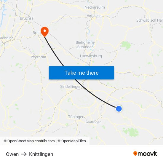 Owen to Knittlingen map