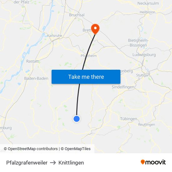 Pfalzgrafenweiler to Knittlingen map