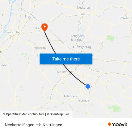 Neckartailfingen to Knittlingen map