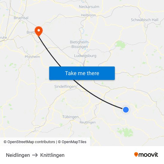 Neidlingen to Knittlingen map