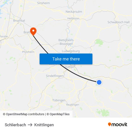 Schlierbach to Knittlingen map