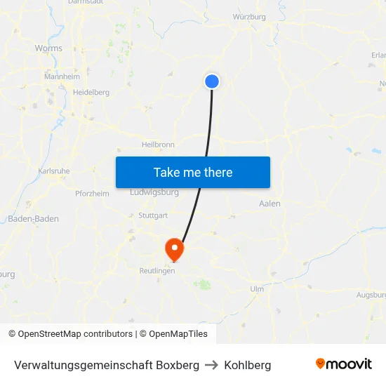 Verwaltungsgemeinschaft Boxberg to Kohlberg map