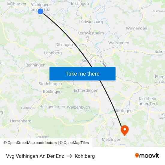 Vvg Vaihingen An Der Enz to Kohlberg map