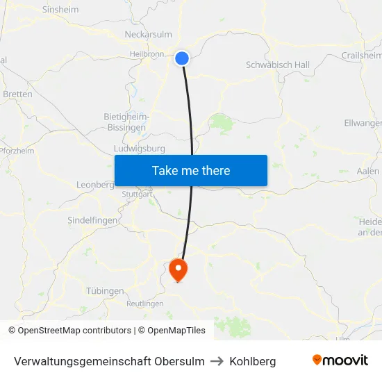 Verwaltungsgemeinschaft Obersulm to Kohlberg map