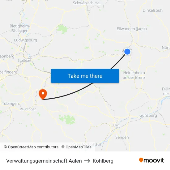 Verwaltungsgemeinschaft Aalen to Kohlberg map