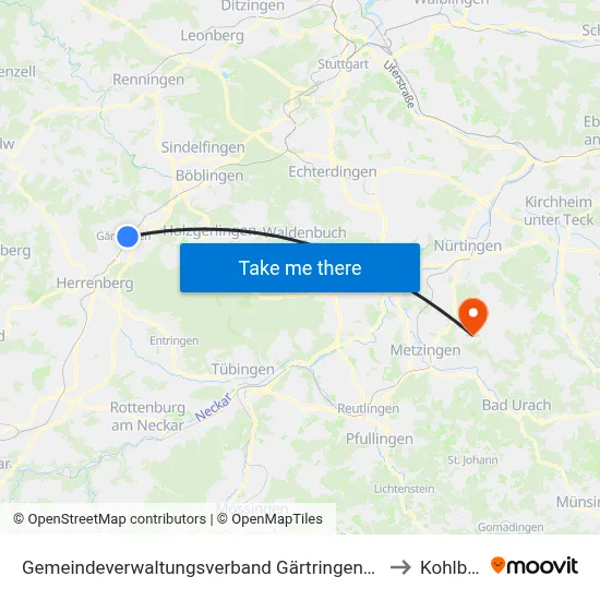 Gemeindeverwaltungsverband Gärtringen/Ehningen to Kohlberg map