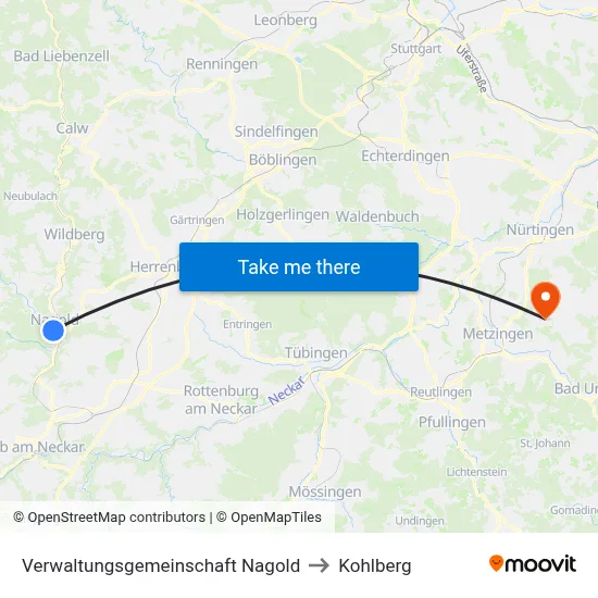 Verwaltungsgemeinschaft Nagold to Kohlberg map