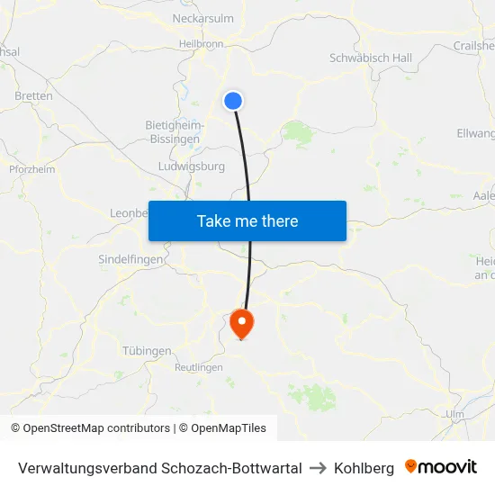 Verwaltungsverband Schozach-Bottwartal to Kohlberg map