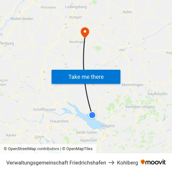 Verwaltungsgemeinschaft Friedrichshafen to Kohlberg map