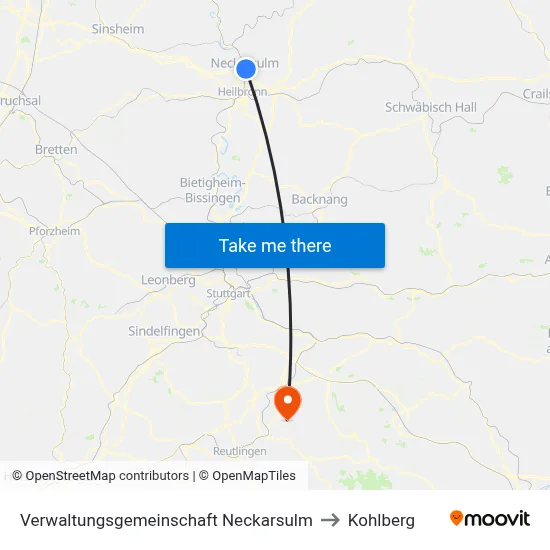 Verwaltungsgemeinschaft Neckarsulm to Kohlberg map