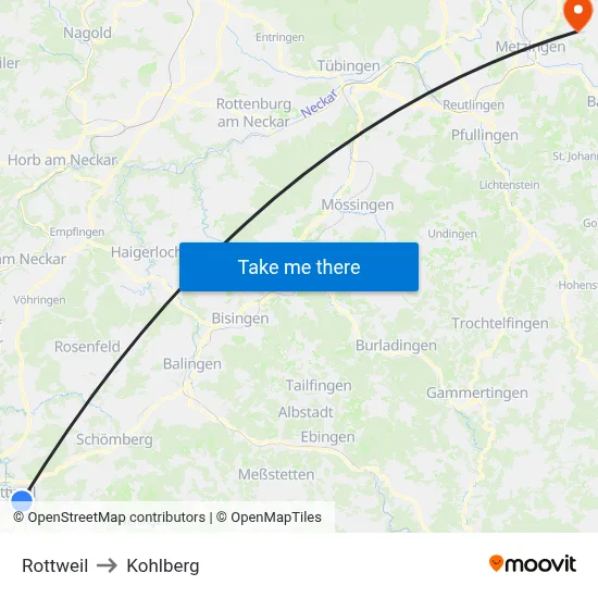 Rottweil to Kohlberg map