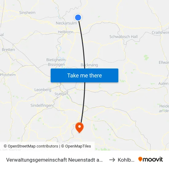 Verwaltungsgemeinschaft Neuenstadt am Kocher to Kohlberg map