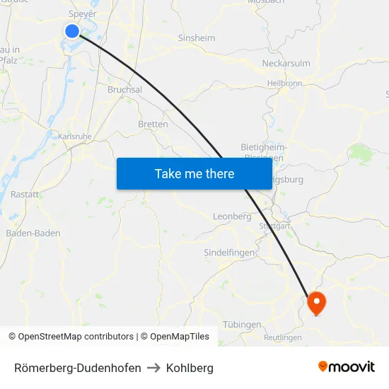 Römerberg-Dudenhofen to Kohlberg map