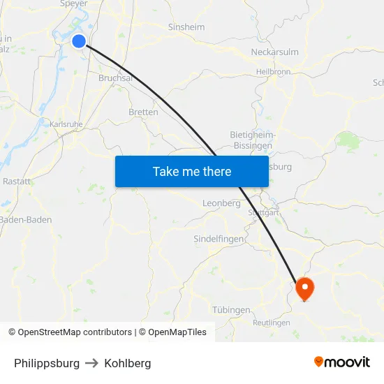 Philippsburg to Kohlberg map