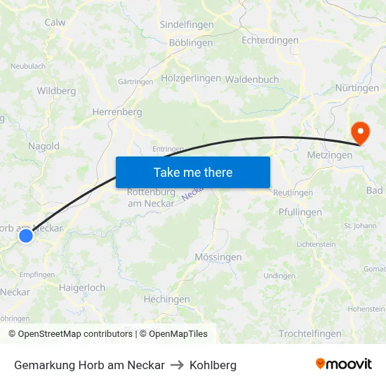 Gemarkung Horb am Neckar to Kohlberg map