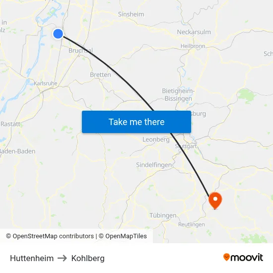 Huttenheim to Kohlberg map