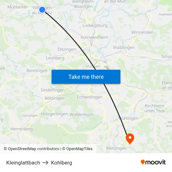 Kleinglattbach to Kohlberg map