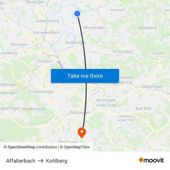 Affalterbach to Kohlberg map