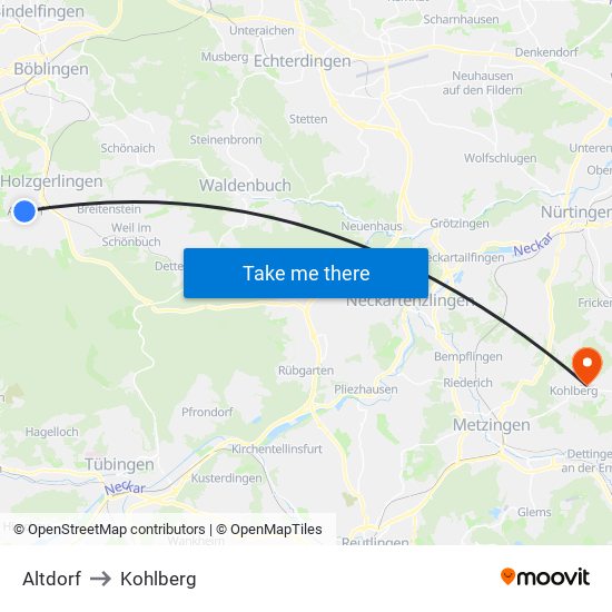 Altdorf to Kohlberg map