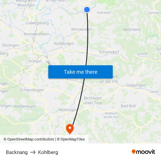 Backnang to Kohlberg map