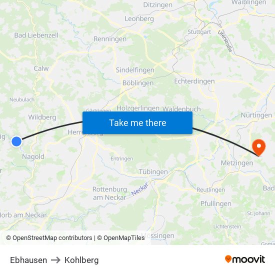 Ebhausen to Kohlberg map