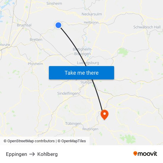 Eppingen to Kohlberg map