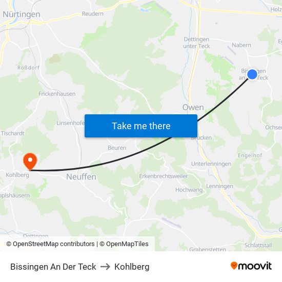 Bissingen An Der Teck to Kohlberg map