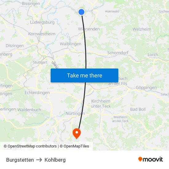 Burgstetten to Kohlberg map