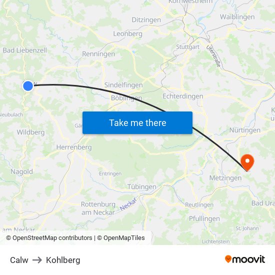 Calw to Kohlberg map
