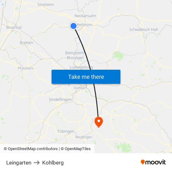 Leingarten to Kohlberg map