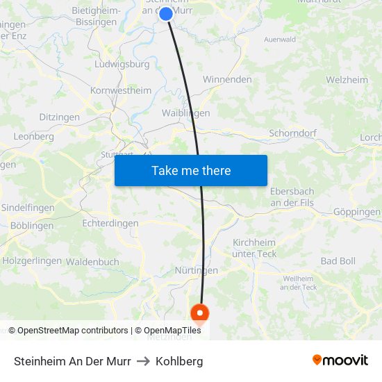 Steinheim An Der Murr to Kohlberg map