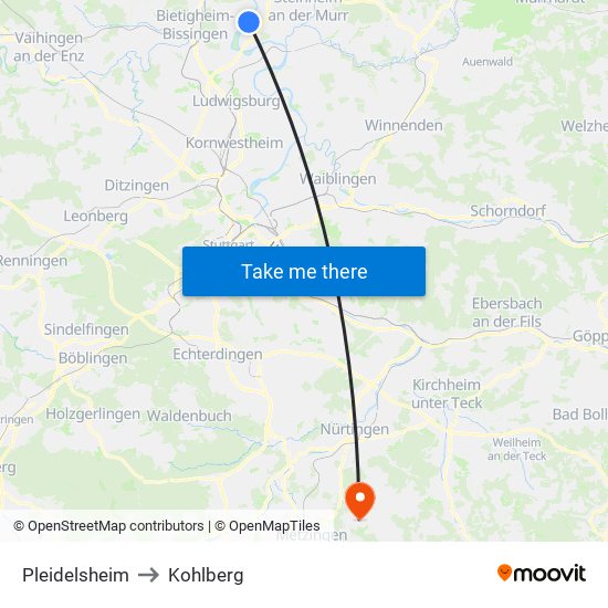 Pleidelsheim to Kohlberg map