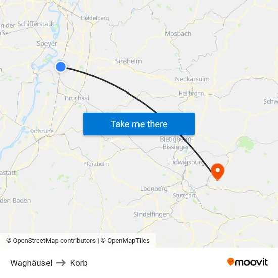 Waghäusel to Korb map