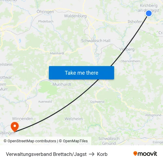Verwaltungsverband Brettach/Jagst to Korb map