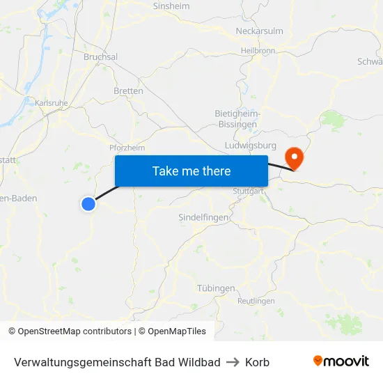 Verwaltungsgemeinschaft Bad Wildbad to Korb map