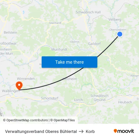 Verwaltungsverband Oberes Bühlertal to Korb map