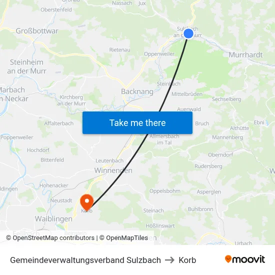Gemeindeverwaltungsverband Sulzbach to Korb map