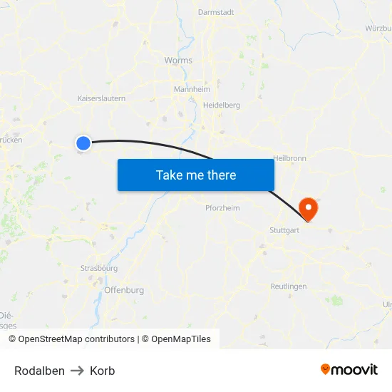 Rodalben to Korb map