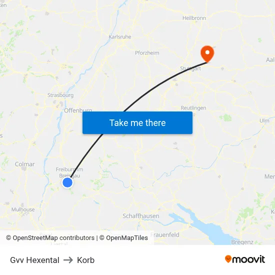 Gvv Hexental to Korb map