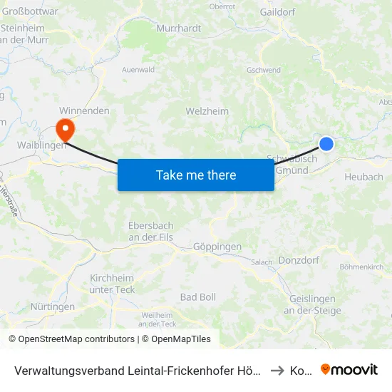 Verwaltungsverband Leintal-Frickenhofer Höhe to Korb map