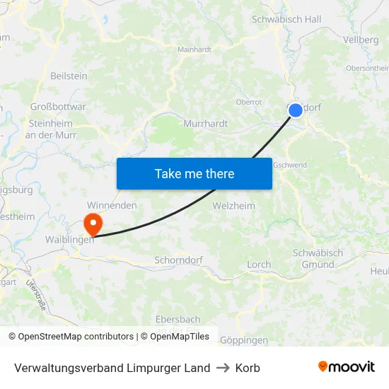 Verwaltungsverband Limpurger Land to Korb map