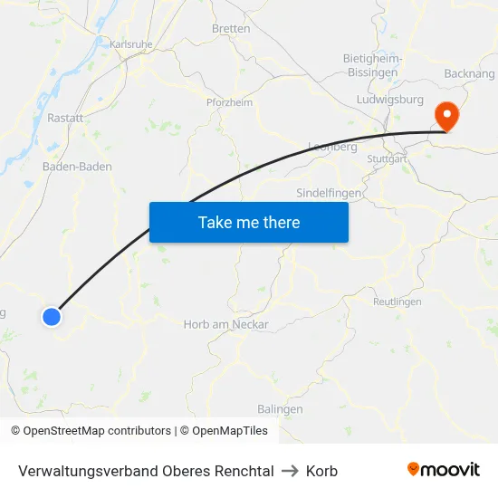 Verwaltungsverband Oberes Renchtal to Korb map