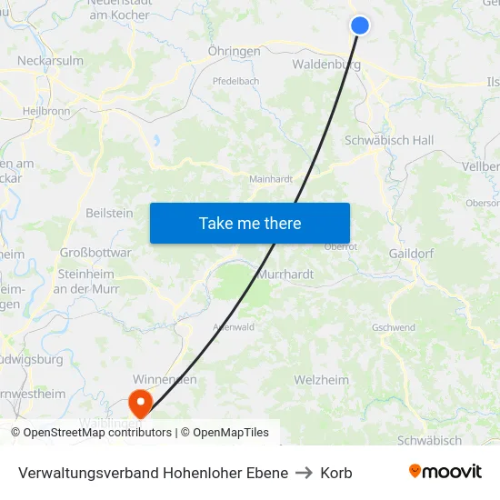 Verwaltungsverband Hohenloher Ebene to Korb map