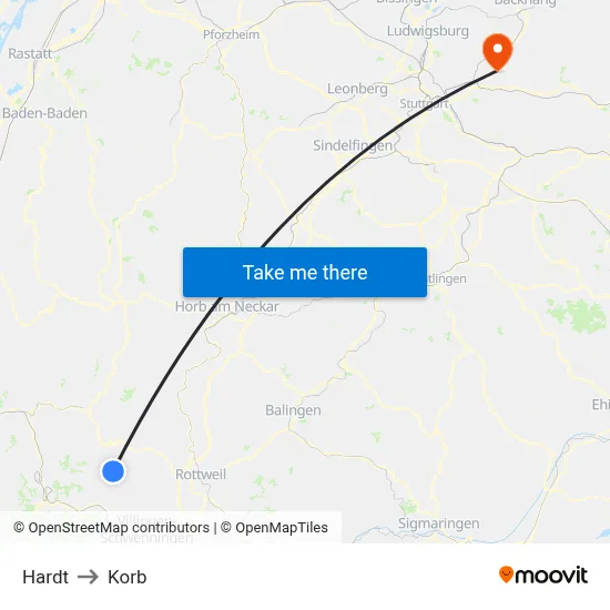 Hardt to Korb map
