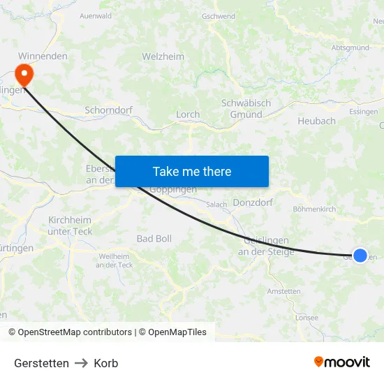 Gerstetten to Korb map