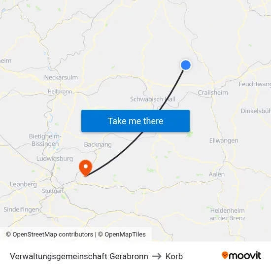 Verwaltungsgemeinschaft Gerabronn to Korb map