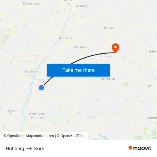 Hohberg to Korb map