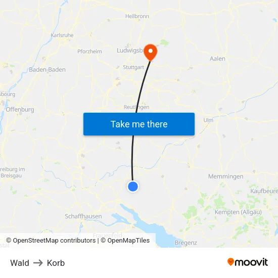 Wald to Korb map