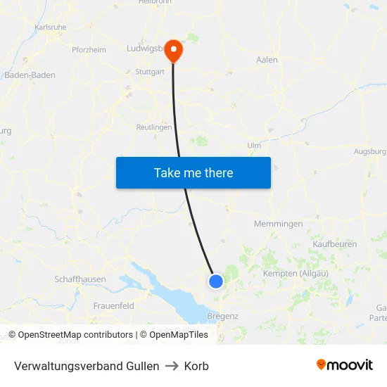Verwaltungsverband Gullen to Korb map