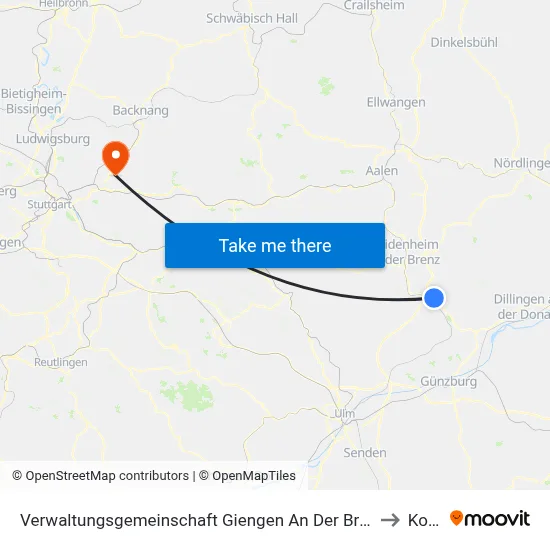 Verwaltungsgemeinschaft Giengen An Der Brenz to Korb map